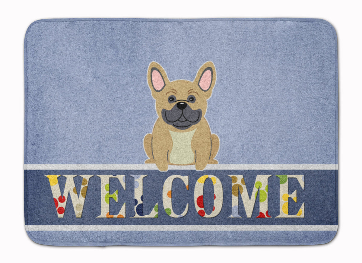 French Bulldog Cream Welcome Memory Foam Kitchen Mat Machine Washable Anti-Fatigue Cushion Comfort Bath or Kitchen Rug