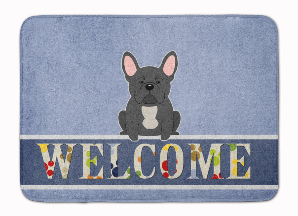 French Bulldog Black Welcome Memory Foam Kitchen Mat Machine Washable Anti-Fatigue Cushion Comfort Bath or Kitchen Rug