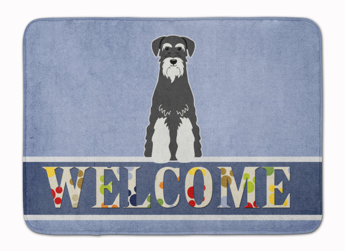 Standard Schnauzer Salt and Pepper Welcome Memory Foam Kitchen Mat Machine Washable Anti-Fatigue Cushion Comfort Bath or Kitchen Rug