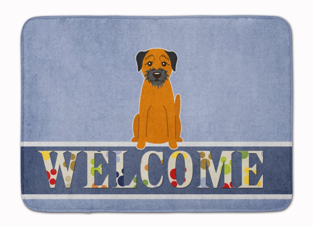 Border Terrier Welcome Memory Foam Kitchen Mat Machine Washable Anti-Fatigue Cushion Comfort Bath or Kitchen Rug