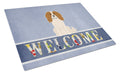 Cavalier Spaniel Welcome Cutting Board Tempered Glass Kitchen Cutting Surface, Heat Resistant Chopping, Non-Slip Feet, Food Prep & Serving