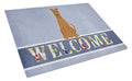 Irish Terrier Welcome Cutting Board Tempered Glass Kitchen Cutting Surface, Heat Resistant Chopping, Non-Slip Feet, Food Prep & Serving
