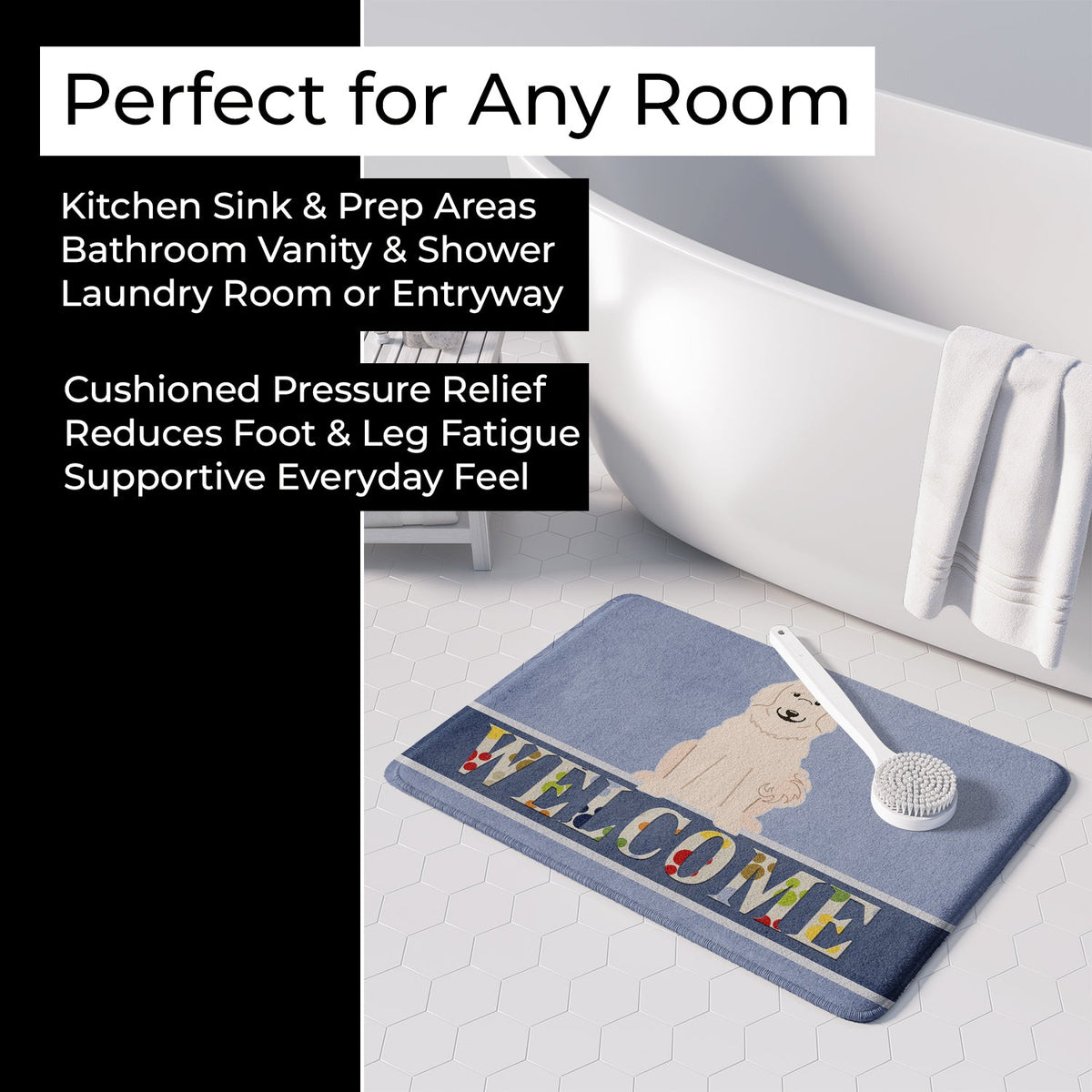 Great Pyrenese Welcome Memory Foam Kitchen Mat Machine Washable Anti-Fatigue Cushion Comfort Bath or Kitchen Rug