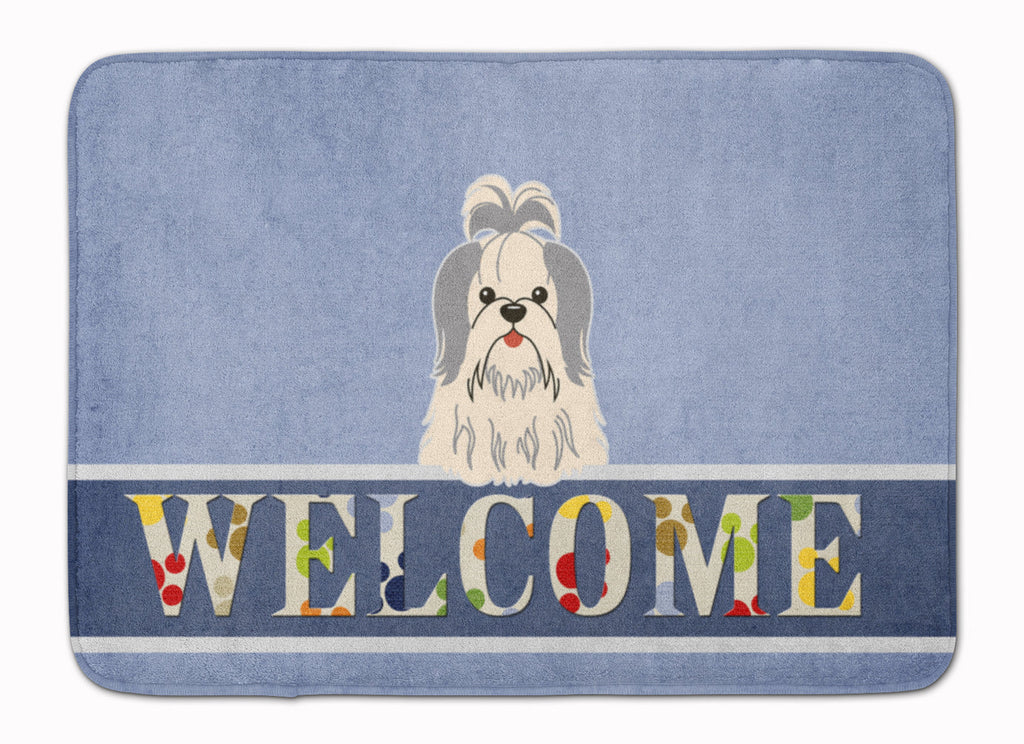 Shih Tzu Silver White Welcome Memory Foam Kitchen Mat Machine Washable Anti-Fatigue Cushion Comfort Bath or Kitchen Rug
