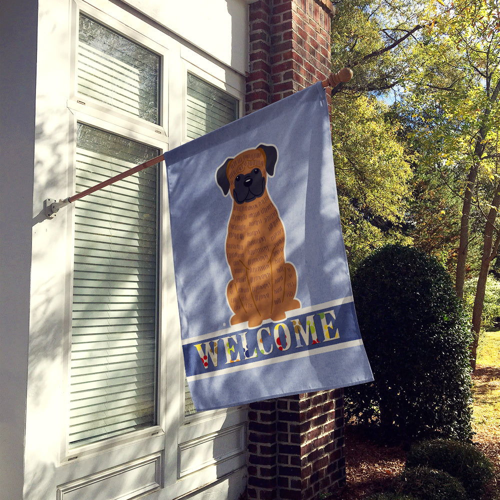 Brindle Boxer Welcome House Flag 28x40 Porch Sleeve Pole Decorative Outside Yard Banner Artwork Wall Hanging, Polyester