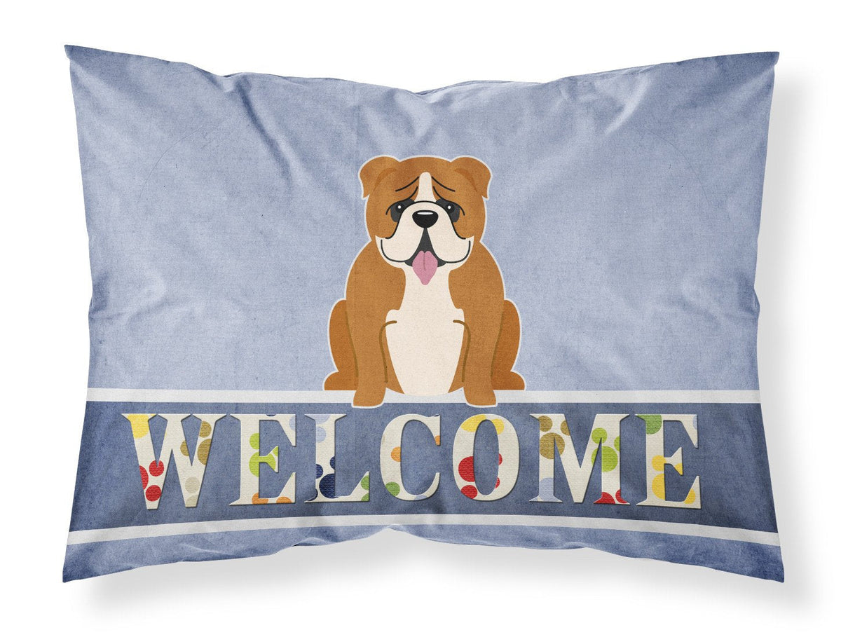 English Bulldog Red White Welcome Standard Pillowcase Lightweight Super Soft Easy Care Decorative Artwork Pillowcase, Standard