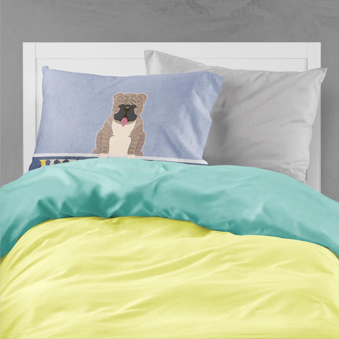 English Bulldog Grey Brindle  Welcome Standard Pillowcase Lightweight Super Soft Easy Care Decorative Artwork Pillowcase, Standard