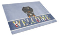 Wire Haired Dachshund Dapple Welcome Cutting Board Tempered Glass Kitchen Cutting Surface, Heat Resistant Chopping, Non-Slip Feet, Food Prep & Serving