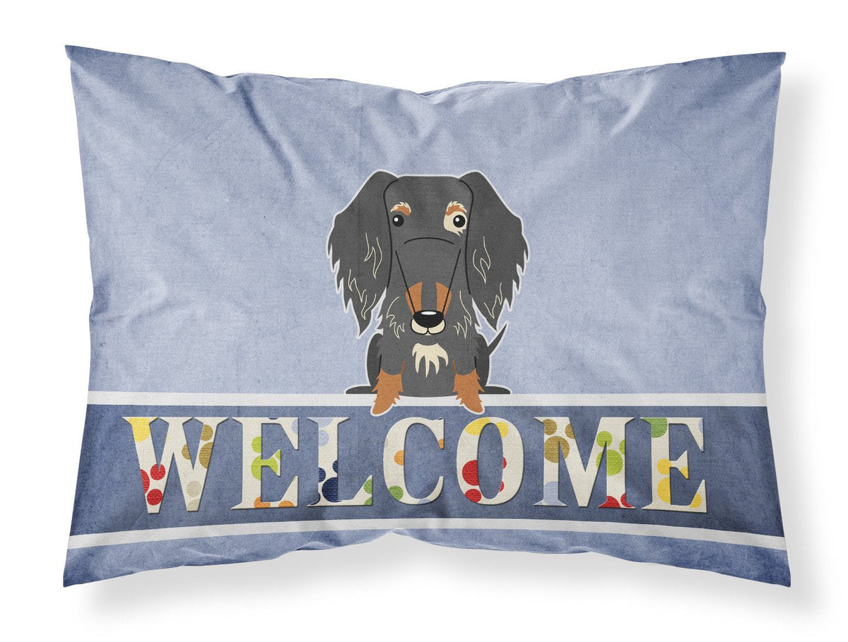 Wire Haired Dachshund Dapple Welcome Standard Pillowcase Lightweight Super Soft Easy Care Decorative Artwork Pillowcase, Standard