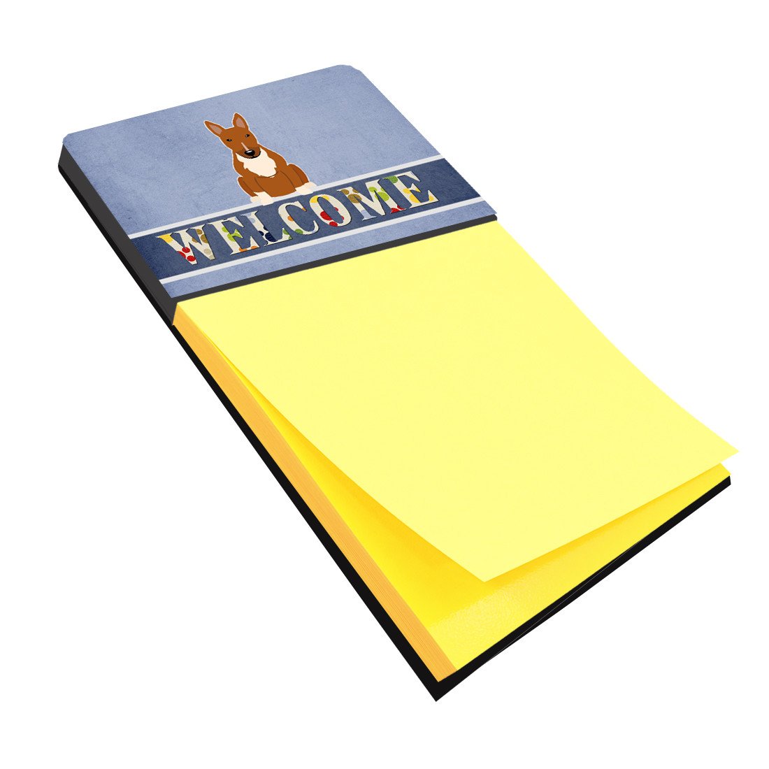 Bull Terrier Red Welcome Watercolor Sticky Note Holder Refillable Dispenser Desk Accessory 3x3 Pad Gift