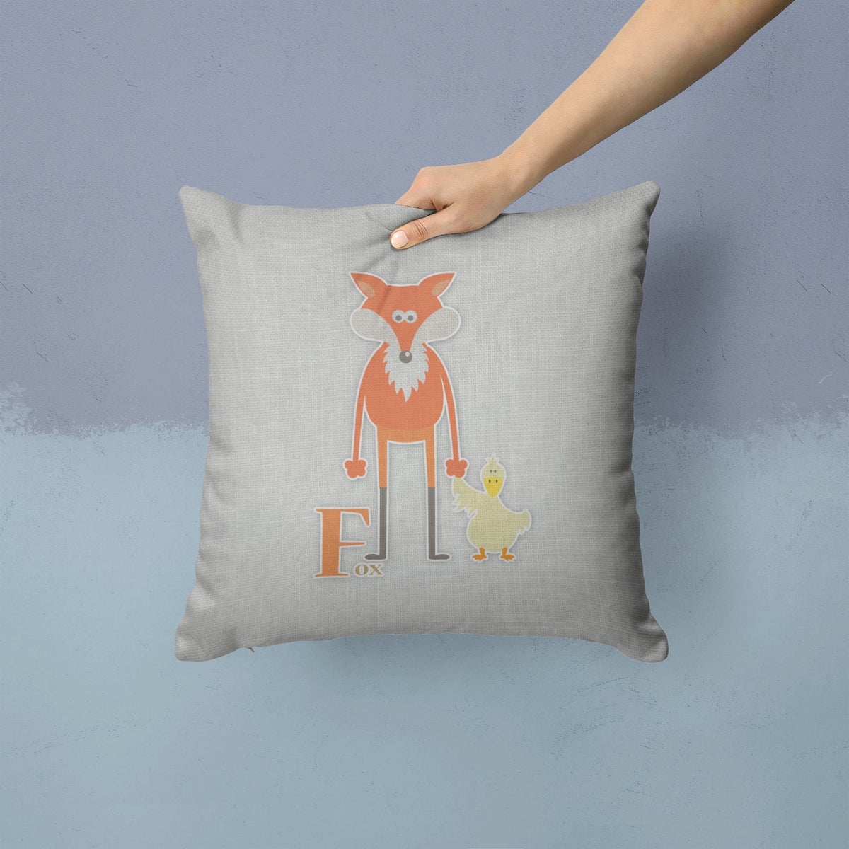Alphabet F for Fox Decorative Throw Pillow 14x14 Indoor Outdoor Accent Cushion, Fabric Cover with Insert for Sofa, Bed, Porch & Living Room