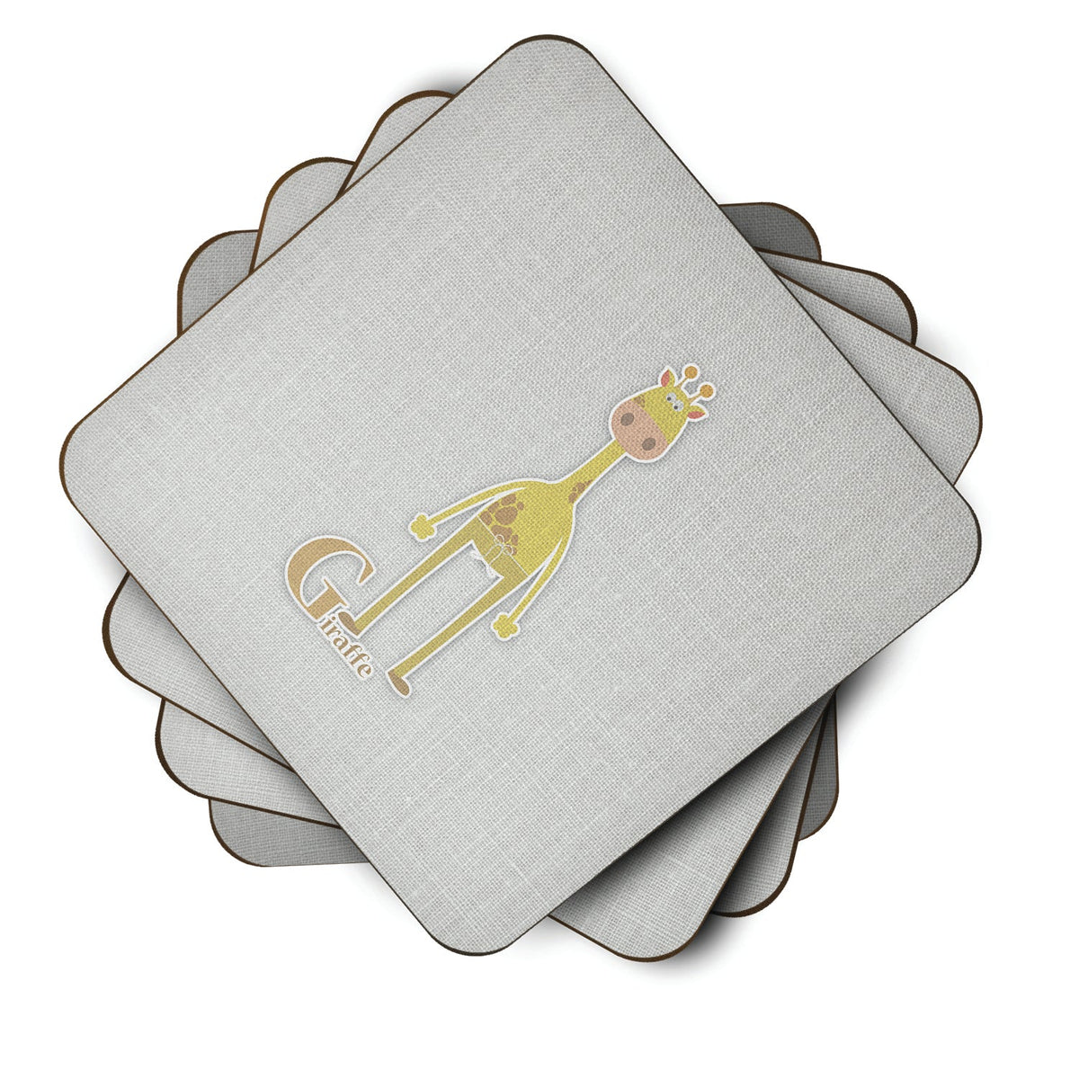 Alphabet G for Giraffe Foam Coasters Set of 4 Cup Coasters for Indoor Outdoor, Tabletop Protection, Anti Slip, Mouse pad Material