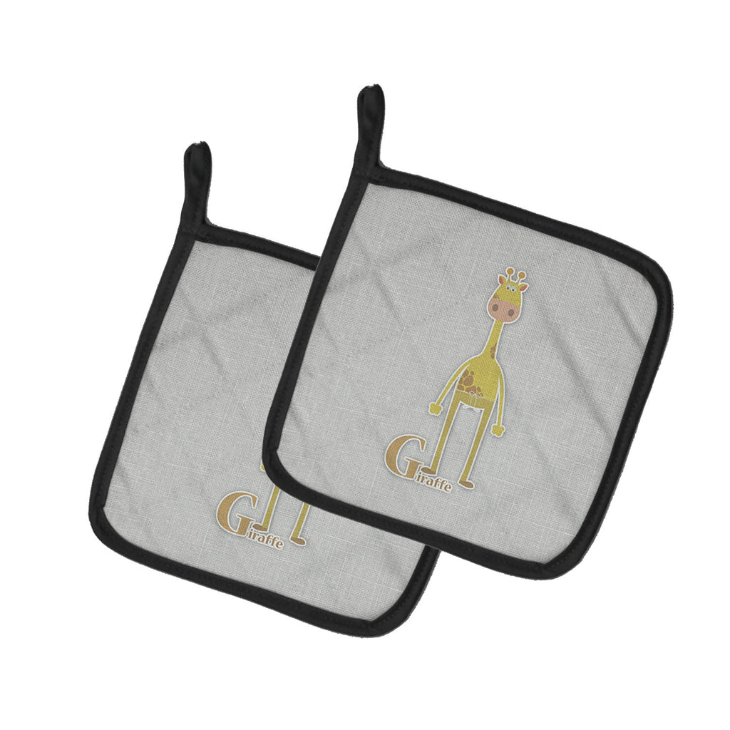 Alphabet G for Giraffe Pot Holder Set of 2 Heat Resistant Quilted Hot Pads 7.5 x 7.5 Inch, Insulated Kitchen Trivets for Cooking & Baking