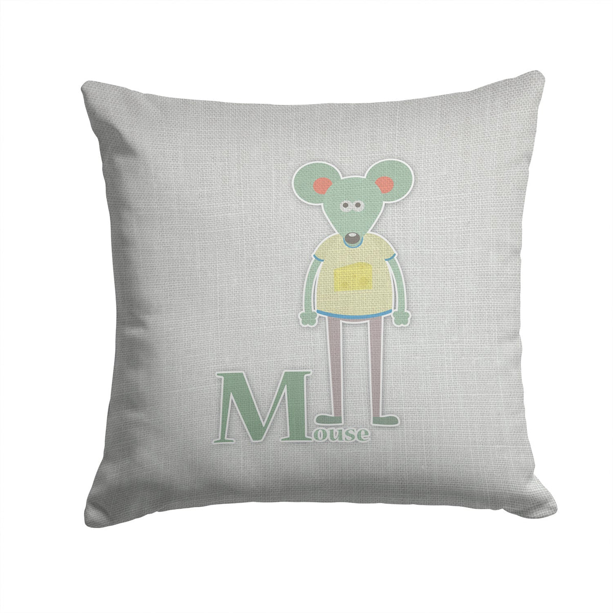 Alphabet M for Mouse Decorative Throw Pillow 14x14 Indoor Outdoor Accent Cushion, Fabric Cover with Insert for Sofa, Bed, Porch & Living Room