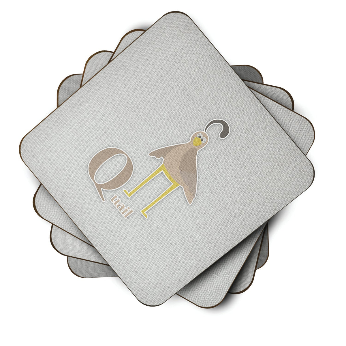 Alphabet Q for Quail Foam Coasters Set of 4 Cup Coasters for Indoor Outdoor, Tabletop Protection, Anti Slip, Mouse pad Material