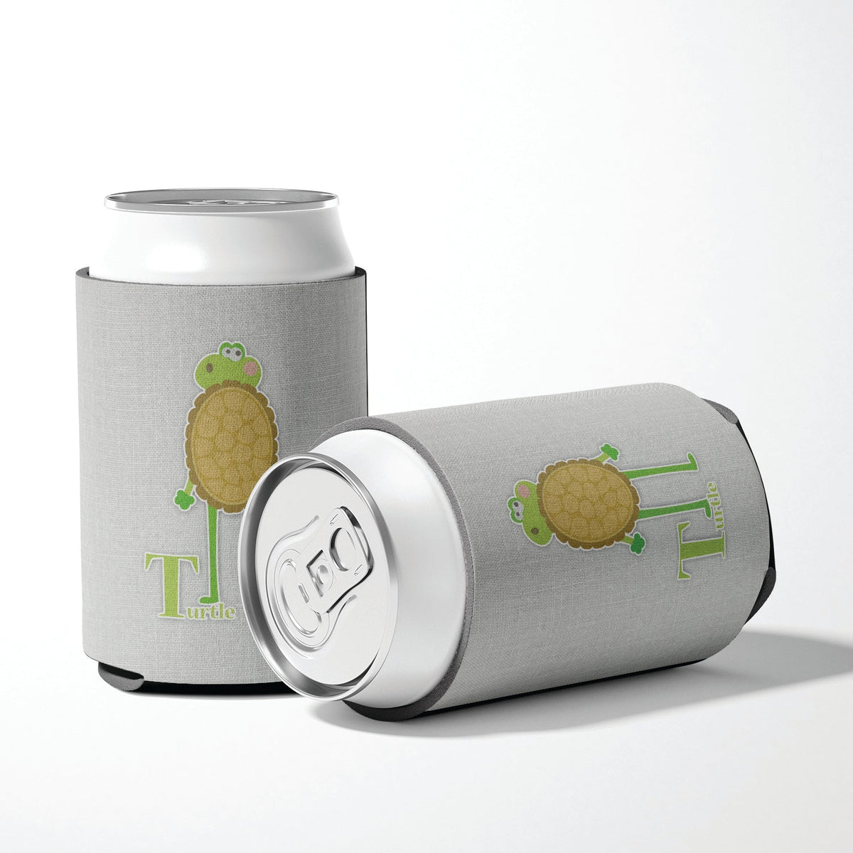 Alphabet T for Turtle Can or Bottle Hugger Cooler Sleeve for Standard 12 oz Cans, Insulated Foam Beer & Soda Can Hugger Reusable