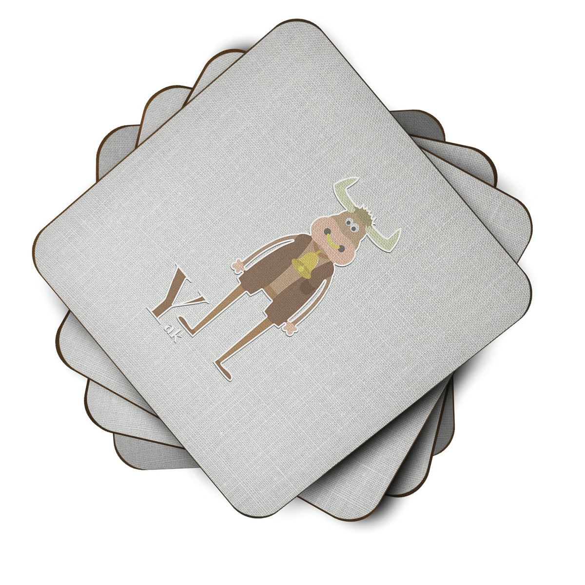 Alphabet Y for Yak Foam Coasters Set of 4 Cup Coasters for Indoor Outdoor, Tabletop Protection, Anti Slip, Mouse pad Material