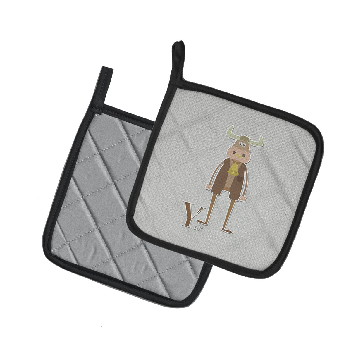 Alphabet Y for Yak Pot Holder Set of 2 Heat Resistant Quilted Hot Pads 7.5 x 7.5 Inch, Insulated Kitchen Trivets for Cooking & Baking