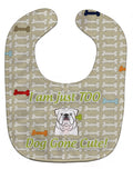 Too Cute White English Bulldog  Baby Bib Easy-Clean Baby Bib Baby Feeding Accessory Baby Mealtime Essential, 10 x 13, Multicolor