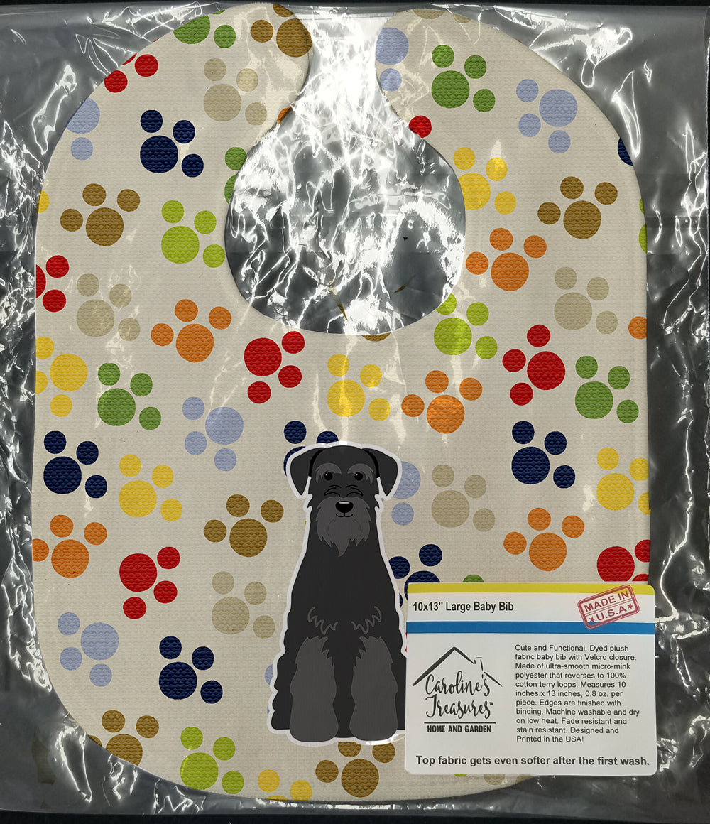 Pawprints Standard Schnauzer Black Baby Bib Easy-Clean Baby Bib Baby Feeding Accessory Baby Mealtime Essential, 10 x 13, Multicolor