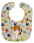 Pawprints Beagle Tricolor Baby Bib Easy-Clean Baby Bib Baby Feeding Accessory Baby Mealtime Essential, 10 x 13, Multicolor