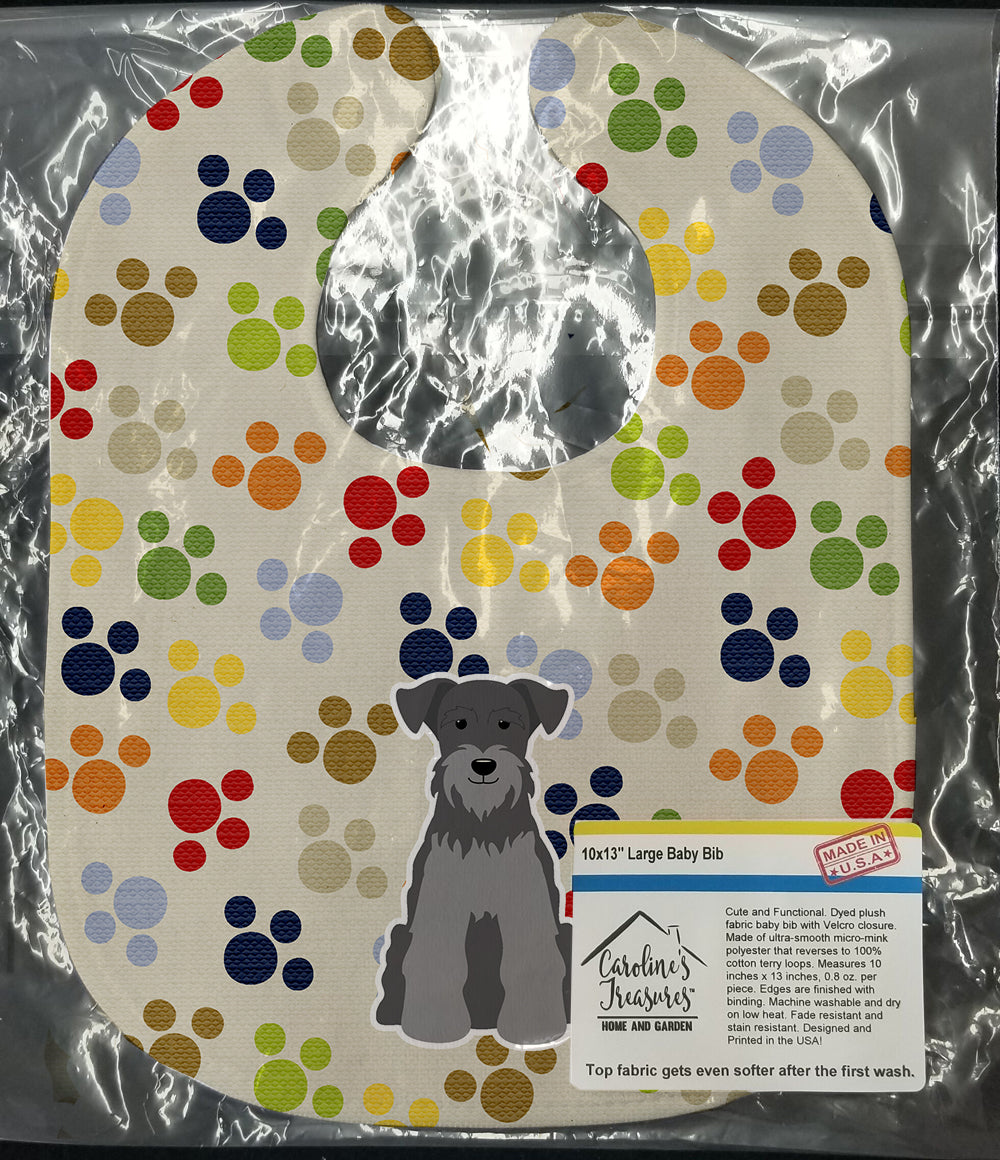 Pawprints Miniature Schnauzer Black Silver Baby Bib Easy-Clean Baby Bib Baby Feeding Accessory Baby Mealtime Essential, 10 x 13, Multicolor