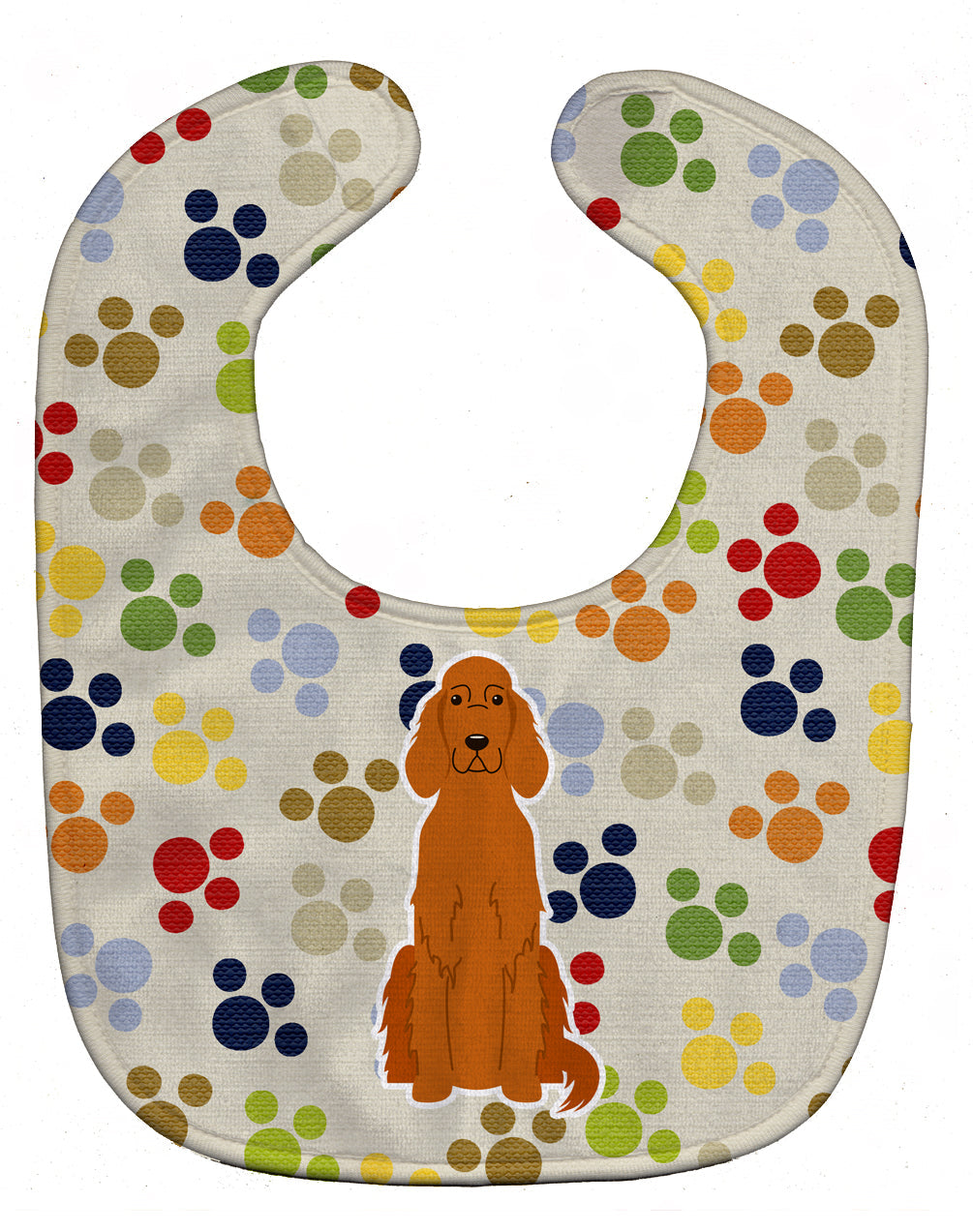 Pawprints Irish Setter Baby Bib Easy-Clean Baby Bib Baby Feeding Accessory Baby Mealtime Essential, 10 x 13, Multicolor
