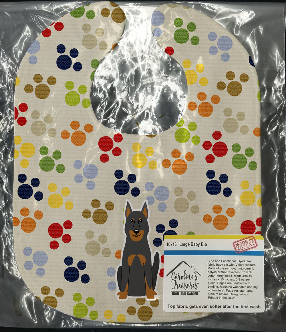 Pawprints Beauce Shepherd Dog Baby Bib Easy-Clean Baby Bib Baby Feeding Accessory Baby Mealtime Essential, 10 x 13, Multicolor