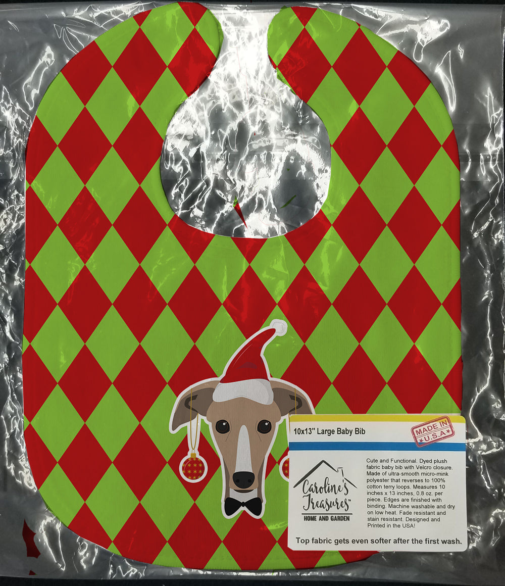 Christmas Greyhound Baby Bib Easy-Clean Baby Bib Baby Feeding Accessory Baby Mealtime Essential, 10 x 13, Multicolor