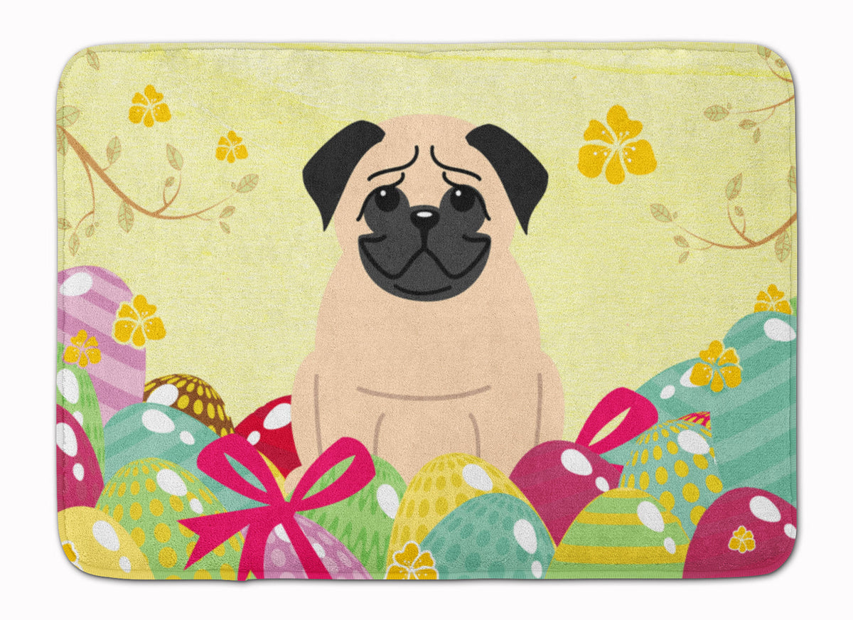 Easter Eggs Pug Fawn Memory Foam Kitchen Mat Machine Washable Anti-Fatigue Cushion Comfort Bath or Kitchen Rug