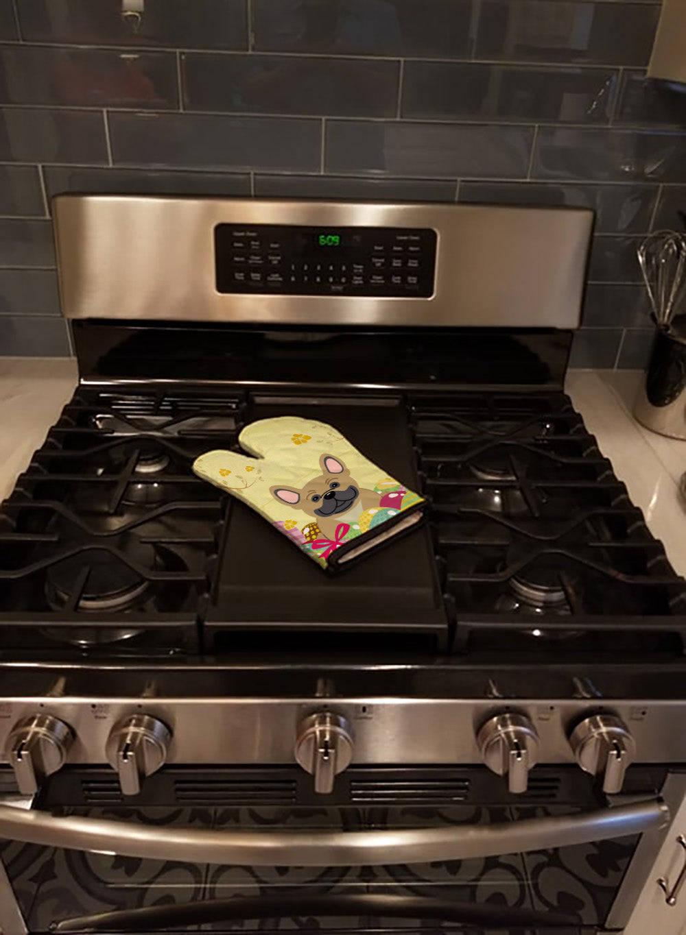 Easter Eggs French Bulldog Cream Oven Mitt Heat Resistant Thick Oven Mitt for Hot Pans and Oven, Kitchen Mitt Protect Hands, Cooking Baking Glove
