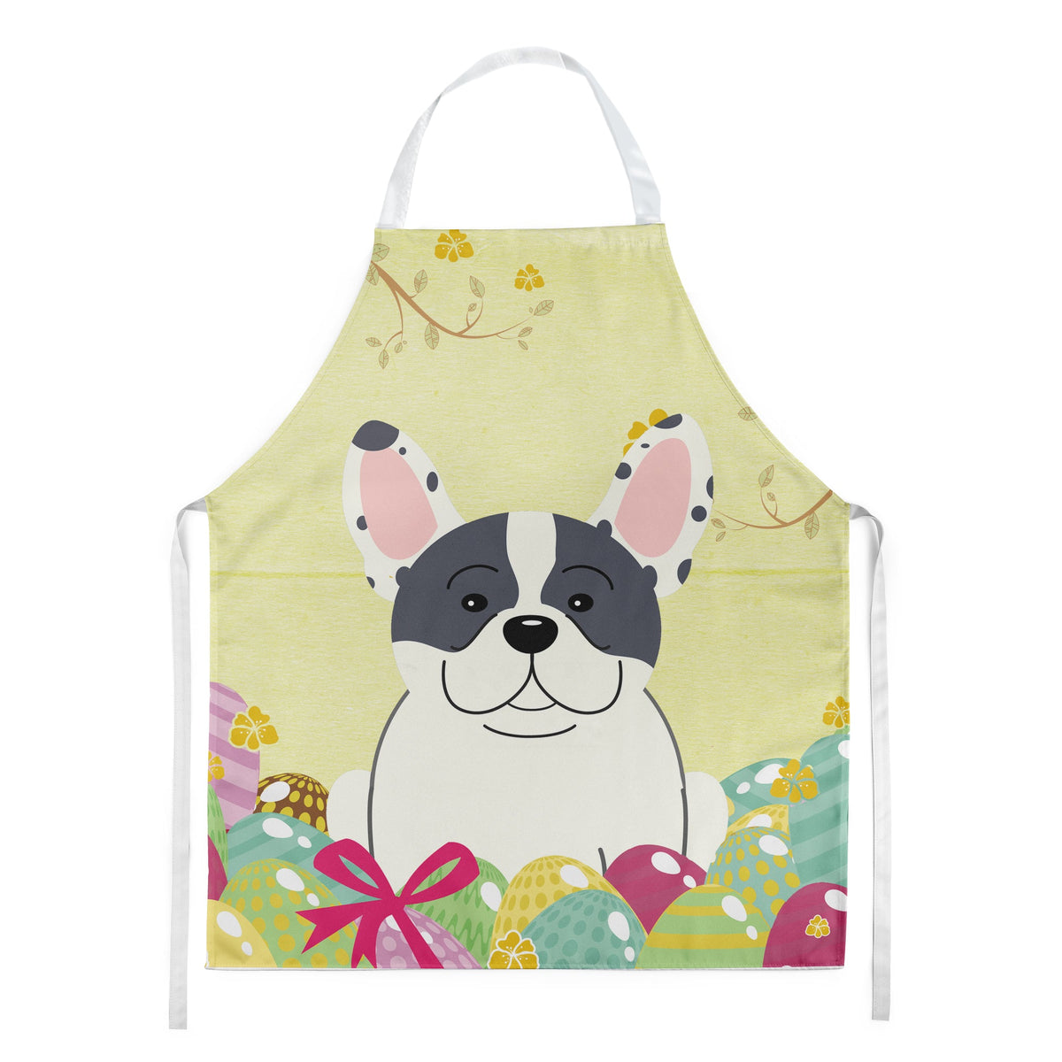 Easter Eggs French Bulldog Piebald Apron Cooking Kitchen Server Baking Crafts Gardening for Adult Women Men, Unisex, Large, Multicolor