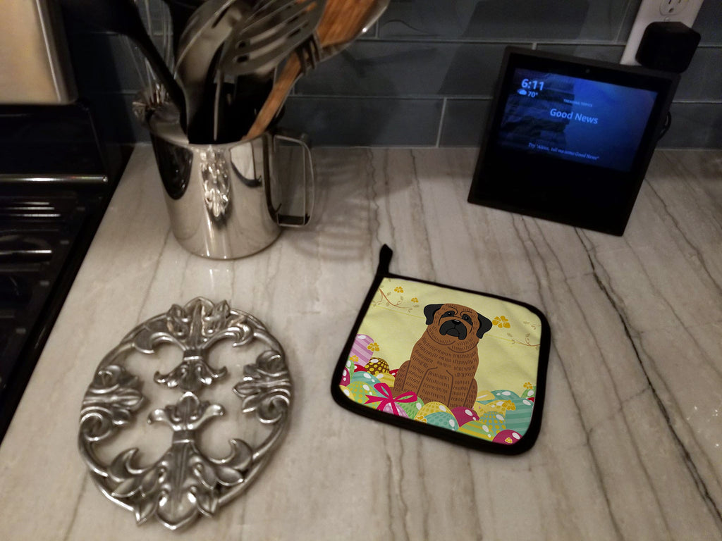 Easter Eggs Mastiff Brindle Pot Holder Set of 2 Heat Resistant Quilted Hot Pads 7.5 x 7.5 Inch, Insulated Kitchen Trivets for Cooking & Baking