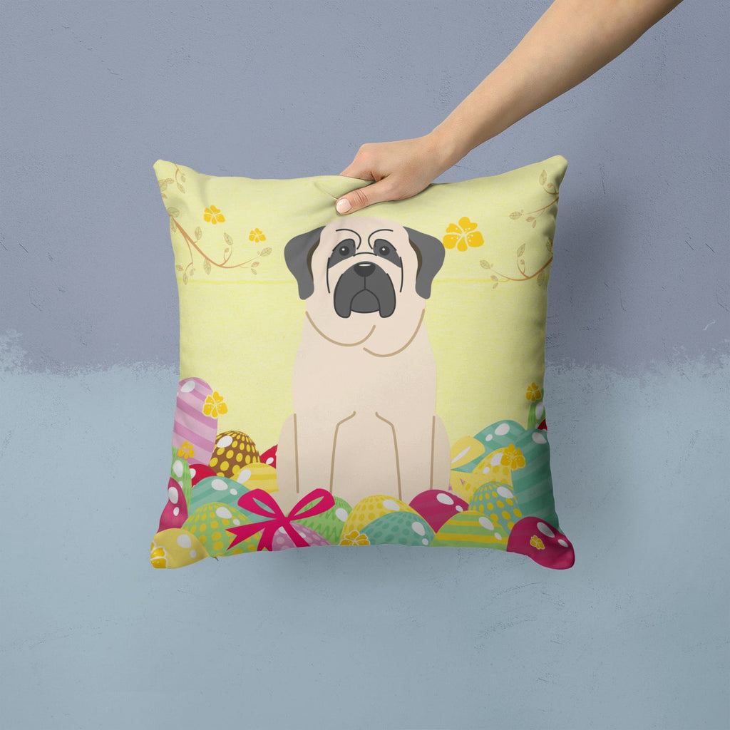 Easter Eggs Mastiff White Decorative Throw Pillow 14x14 Indoor Outdoor Accent Cushion, Fabric Cover with Insert for Sofa, Bed, Porch & Living Room
