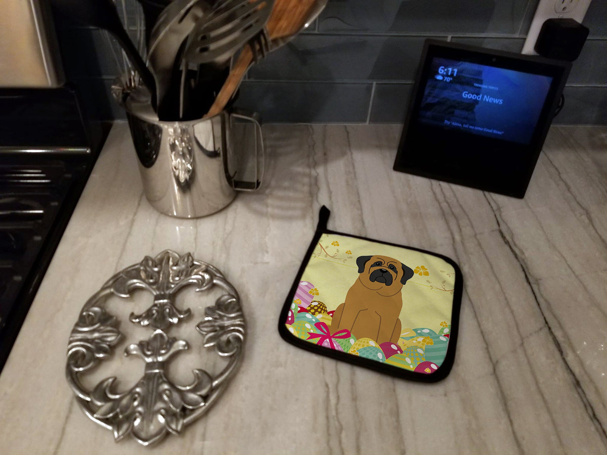 Easter Eggs Mastiff Pot Holder Set of 2 Heat Resistant Quilted Hot Pads 7.5 x 7.5 Inch, Insulated Kitchen Trivets for Cooking & Baking
