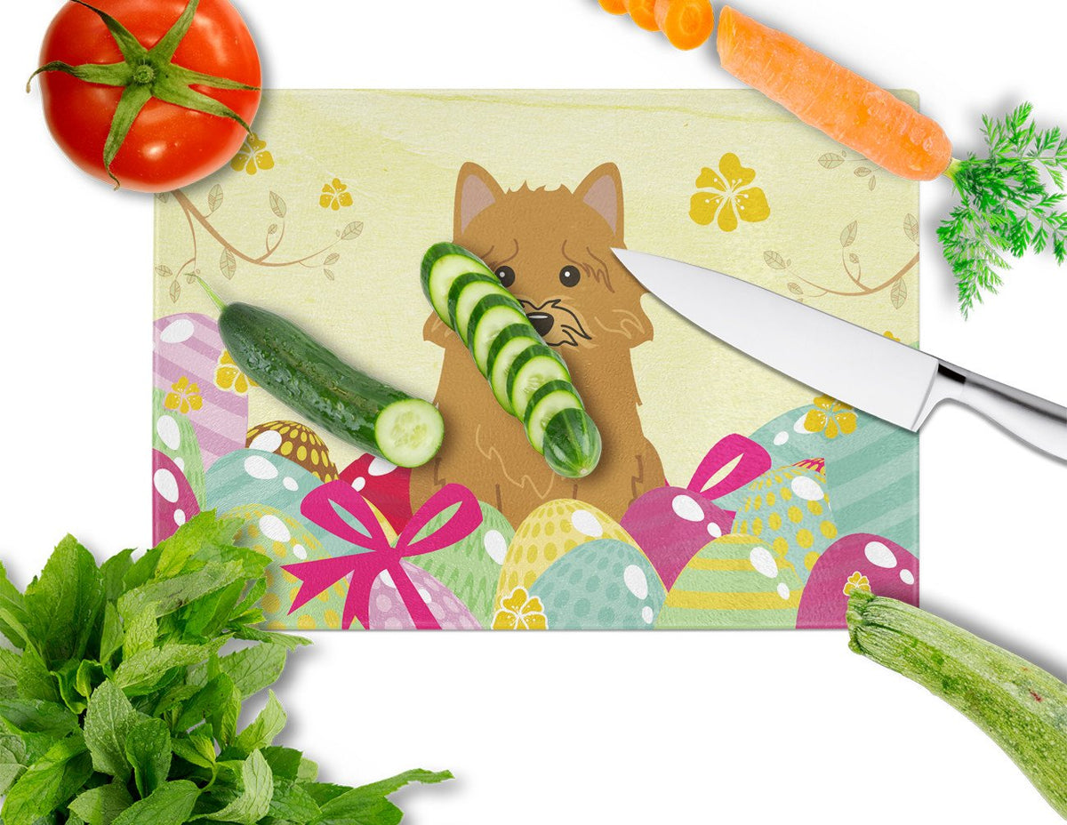 Easter Eggs Norwich Terrier Cutting Board Tempered Glass Kitchen Cutting Surface, Heat Resistant Chopping, Non-Slip Feet, Food Prep & Serving