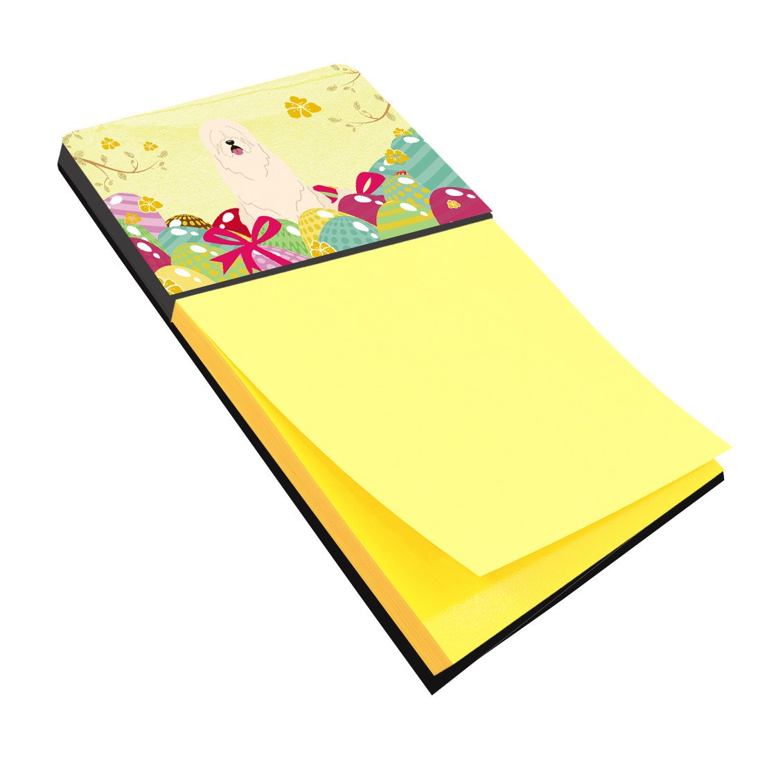Easter Eggs South Russian Sheepdog Watercolor Sticky Note Holder Refillable Dispenser Desk Accessory 3x3 Pad Gift