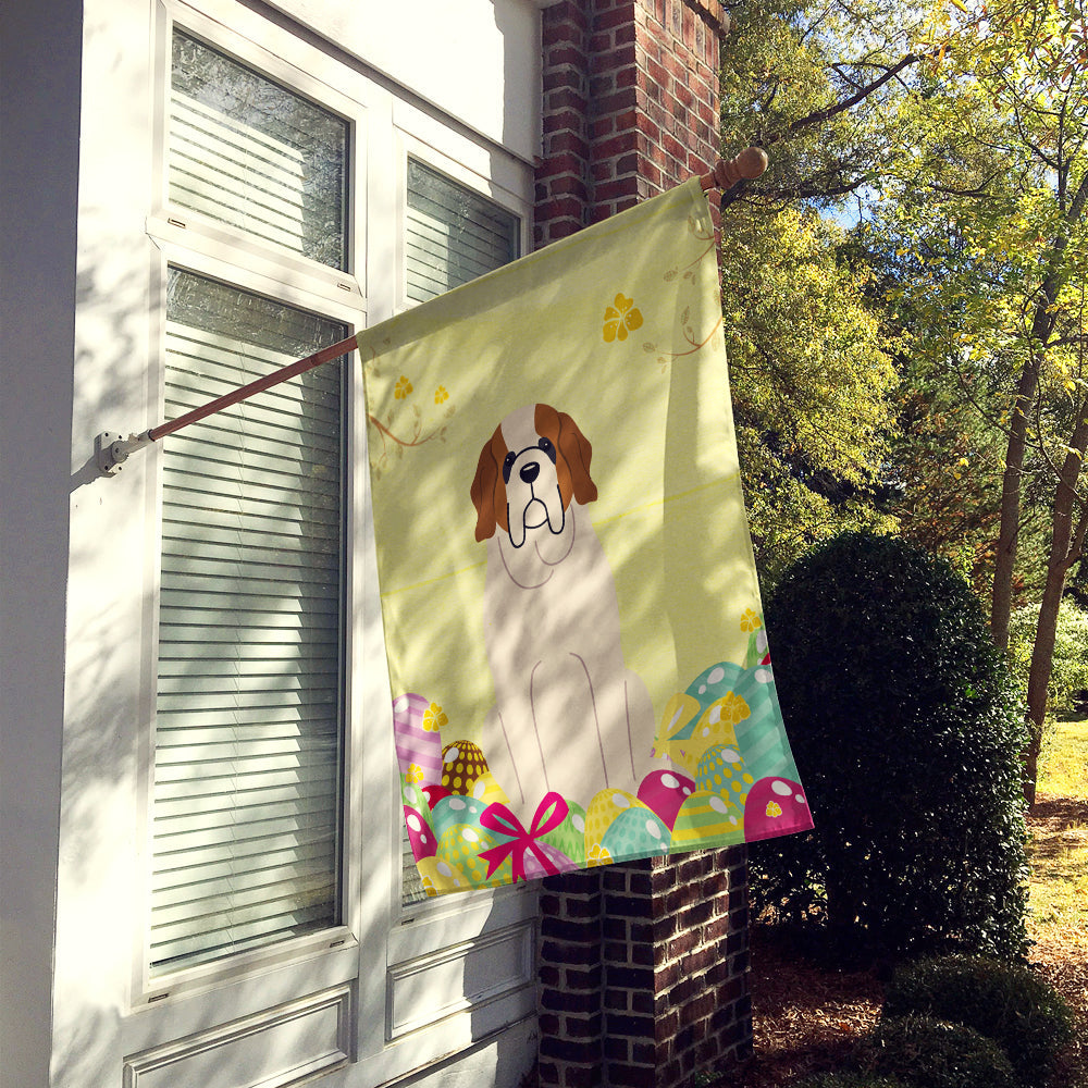 Easter Eggs Saint Bernard House Flag 28x40 Porch Sleeve Pole Decorative Outside Yard Banner Artwork Wall Hanging, Polyester