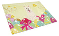 Easter Eggs White German Shepherd Cutting Board Tempered Glass Kitchen Cutting Surface, Heat Resistant Chopping, Non-Slip Feet, Food Prep & Serving