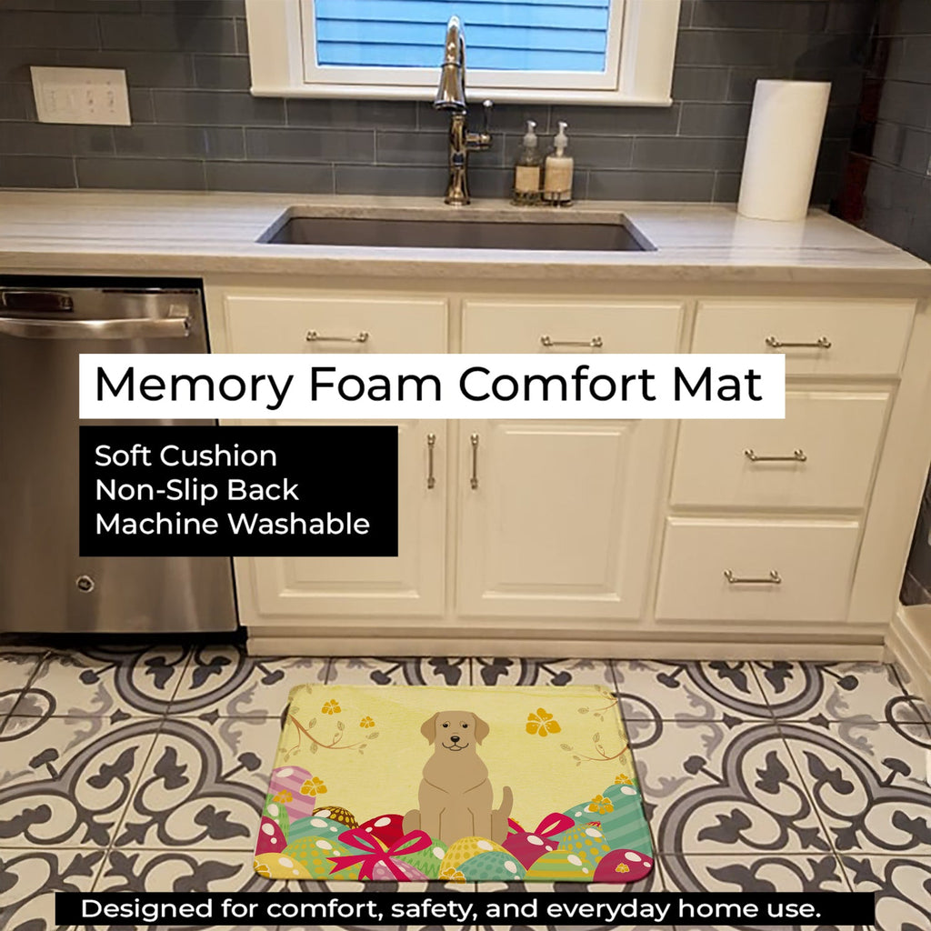Easter Eggs Yellow Labrador Memory Foam Kitchen Mat Machine Washable Anti-Fatigue Cushion Comfort Bath or Kitchen Rug