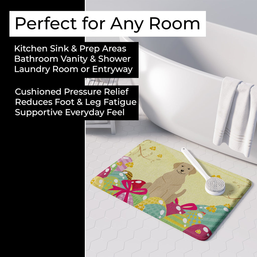 Easter Eggs Yellow Labrador Memory Foam Kitchen Mat Machine Washable Anti-Fatigue Cushion Comfort Bath or Kitchen Rug
