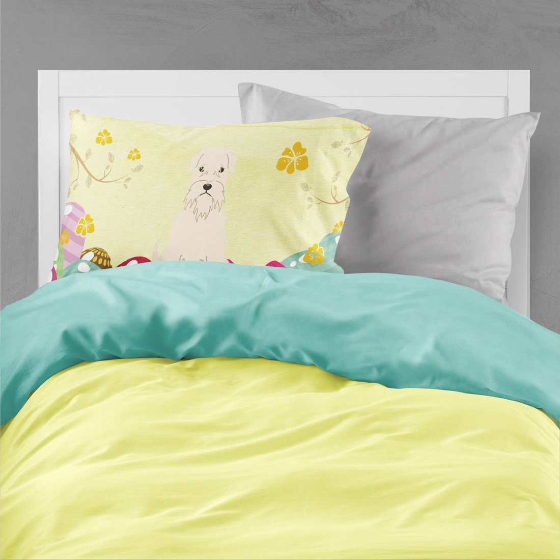 Easter Eggs Soft Coated Wheaten Terrier Standard Pillowcase Lightweight Super Soft Easy Care Decorative Artwork Pillowcase, Standard