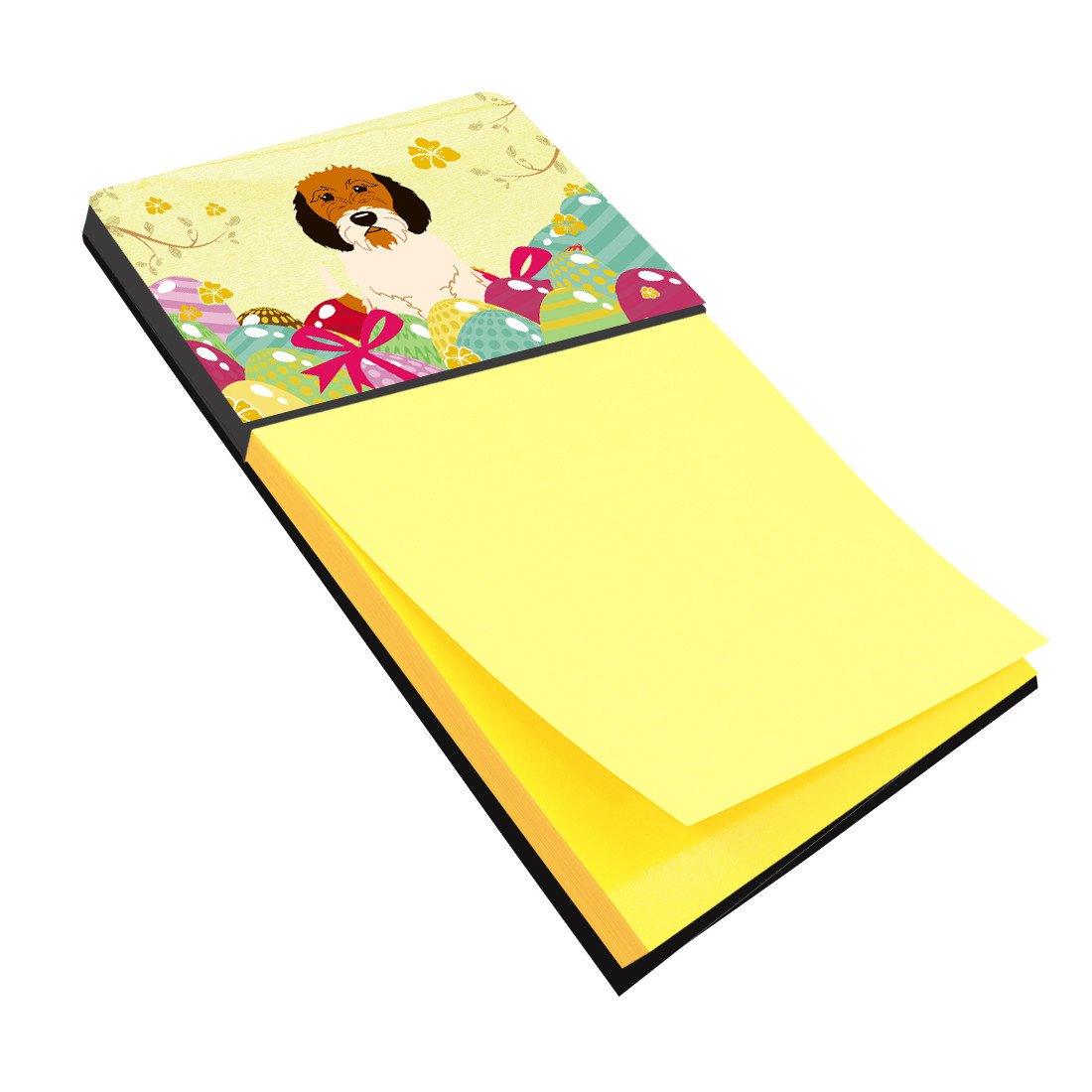 Easter Eggs Petit Basset Griffon Veenden Watercolor Sticky Note Holder Refillable Dispenser Desk Accessory 3x3 Pad Gift