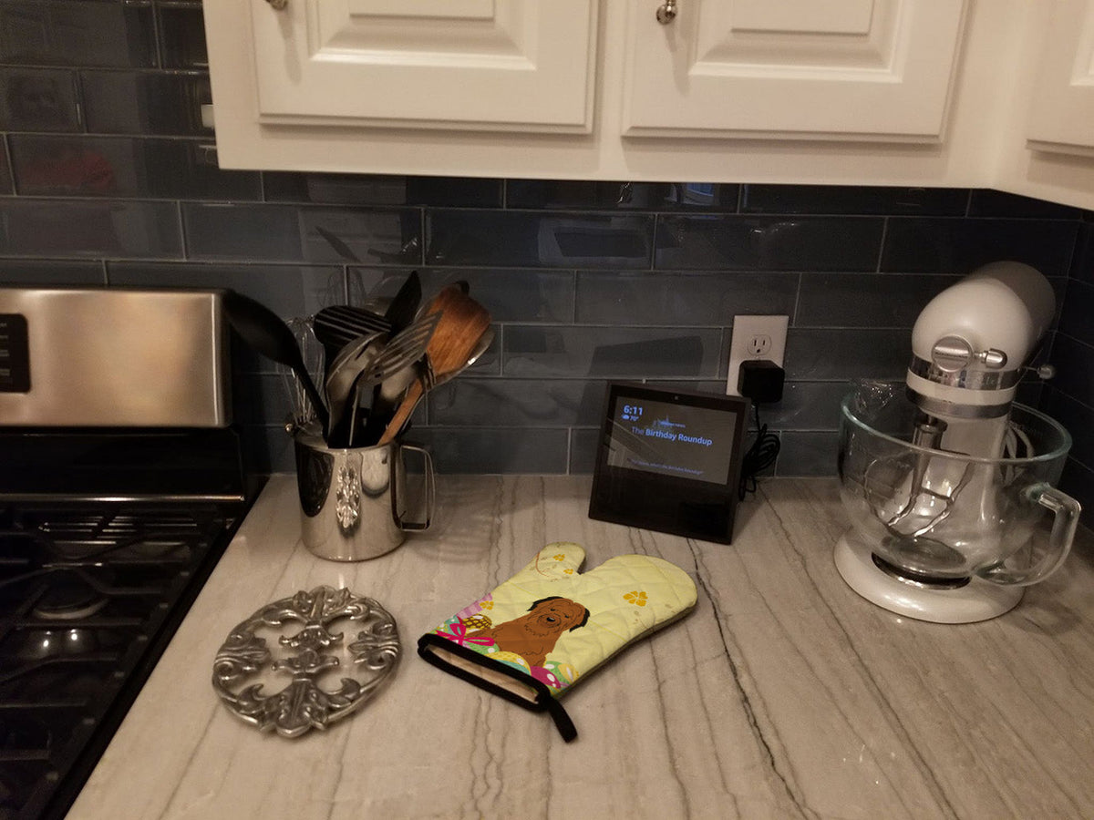 Easter Eggs Briard Brown Oven Mitt Heat Resistant Thick Oven Mitt for Hot Pans and Oven, Kitchen Mitt Protect Hands, Cooking Baking Glove