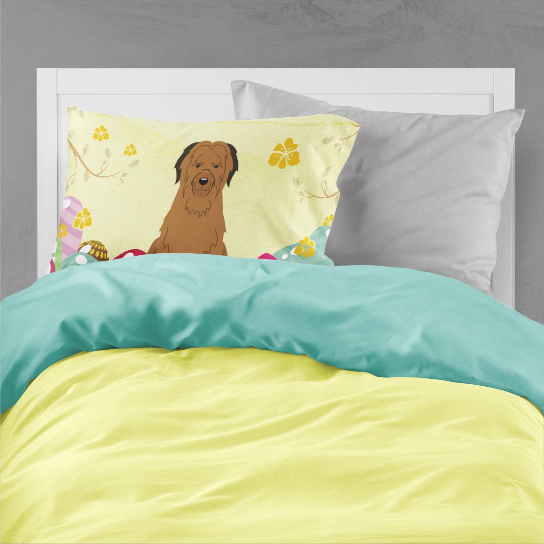 Easter Eggs Briard Brown Standard Pillowcase Lightweight Super Soft Easy Care Decorative Artwork Pillowcase, Standard