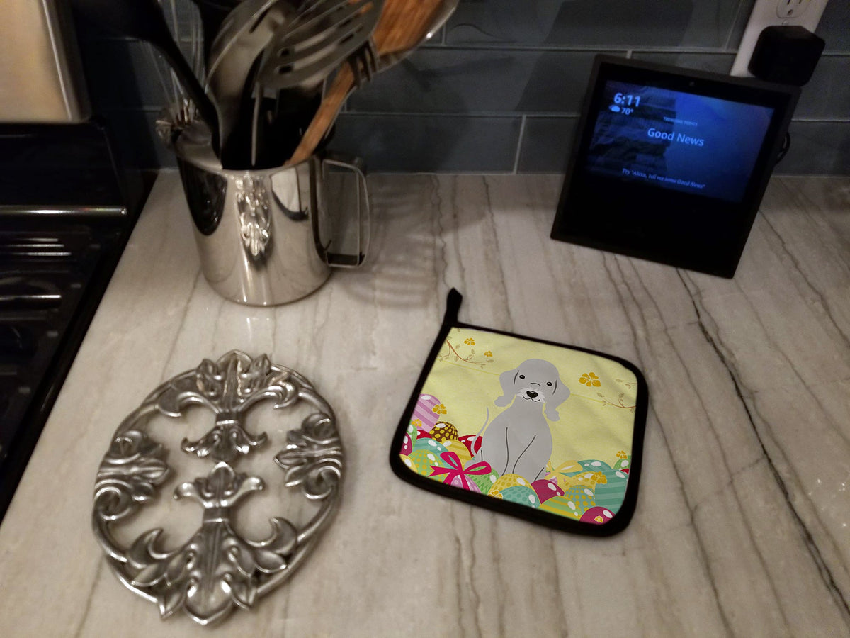 Easter Eggs Bedlington Terrier Blue Pot Holder Set of 2 Heat Resistant Quilted Hot Pads 7.5 x 7.5 Inch, Insulated Kitchen Trivets for Cooking & Baking