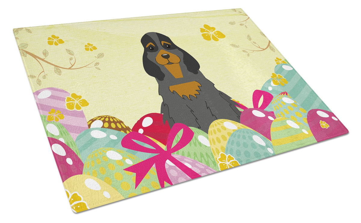 Easter Eggs Cocker Spaniel Black Tan Cutting Board Tempered Glass Kitchen Cutting Surface, Heat Resistant Chopping, Non-Slip Feet, Food Prep & Serving
