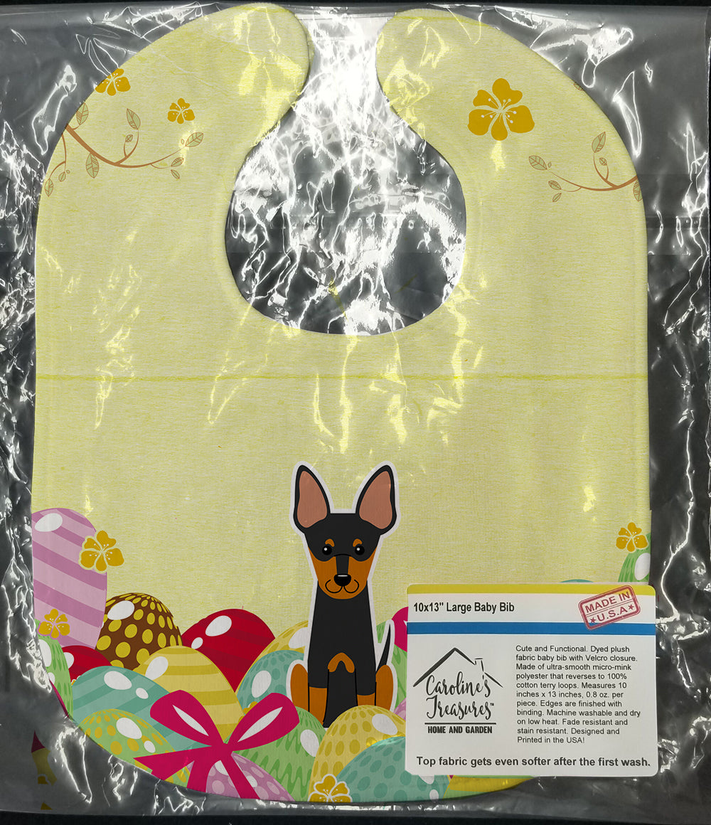 Easter Eggs English Toy Terrier Baby Bib Easy-Clean Baby Bib Baby Feeding Accessory Baby Mealtime Essential, 10 x 13, Multicolor