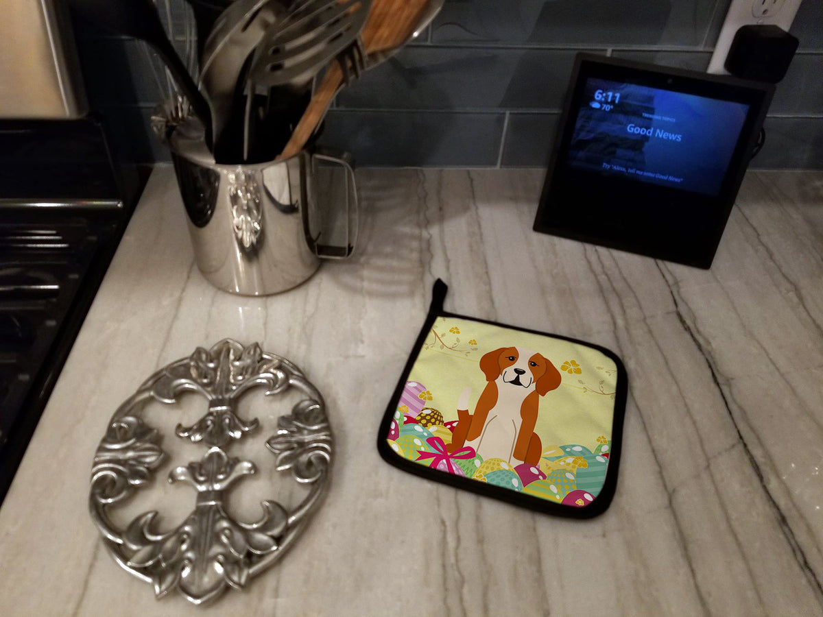 Easter Eggs English Foxhound Pot Holder Set of 2 Heat Resistant Quilted Hot Pads 7.5 x 7.5 Inch, Insulated Kitchen Trivets for Cooking & Baking