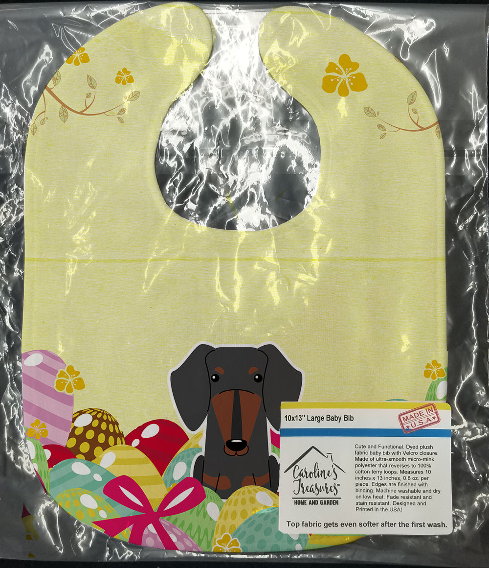 Easter Eggs Dachshund Black Tan Baby Bib Easy-Clean Baby Bib Baby Feeding Accessory Baby Mealtime Essential, 10 x 13, Multicolor